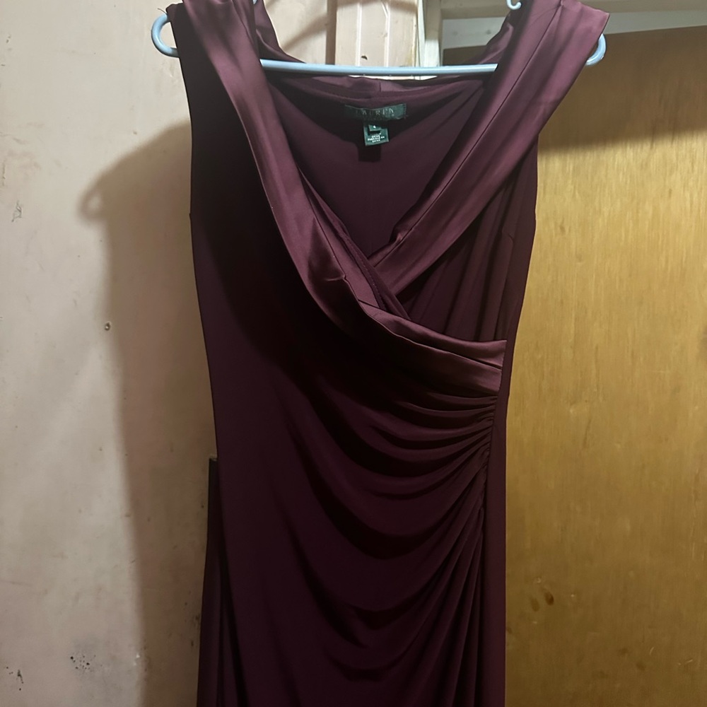 Lauren Ralph Lauren One Shoulder Burgundy Dress